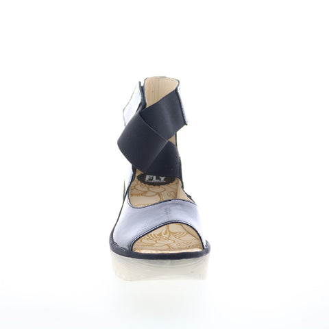 Fly London Yefi YEFI473FLY-000 Womens Black Leather Wedges Sandals Shoes