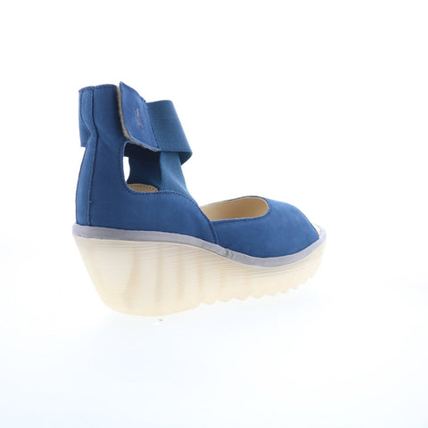 Fly London Yefi YEFI473FLY-004 Womens Blue Leather Wedges Sandals Shoes