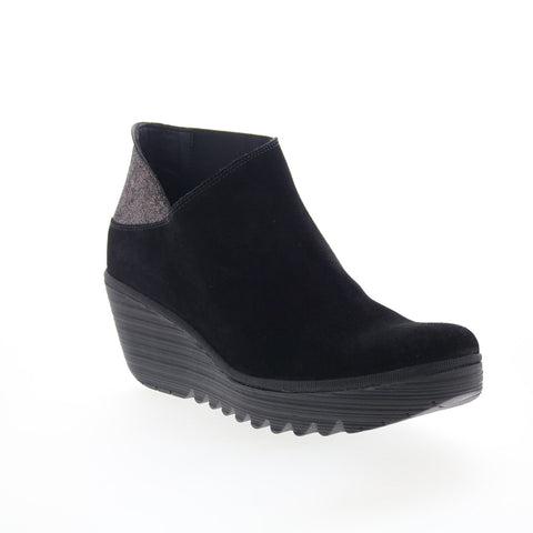 Fly London Yego YEGO400FLY-007 Womens Black Suede Ankle & Booties Boots