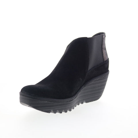 Fly London Yego YEGO400FLY-007 Womens Black Suede Ankle & Booties Boots