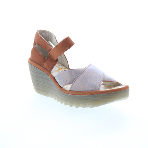 Fly London Yent YENT365FLY-005 Womens Brown Leather Wedges Sandals Shoes