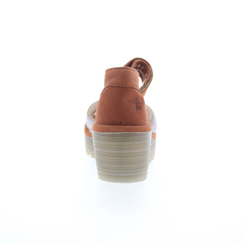 Fly London Yent YENT365FLY-005 Womens Brown Leather Wedges Sandals Shoes