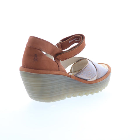 Fly London Yent YENT365FLY-005 Womens Brown Leather Wedges Sandals Shoes