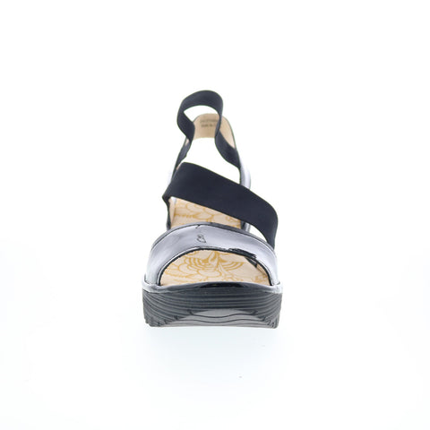 Fly London Yesa YESA076FLY-000 Womens Black Leather Wedges Sandals Shoes