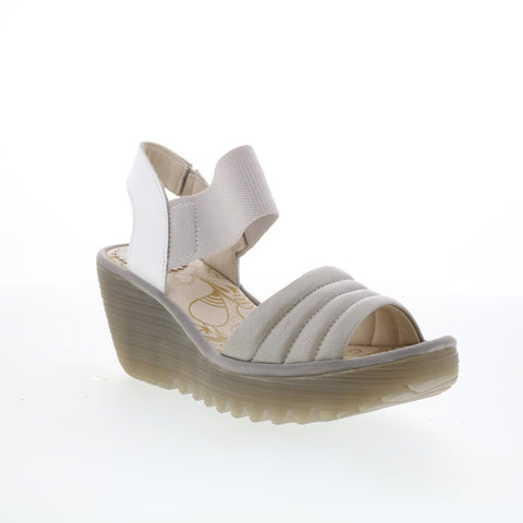 Fly London Yiko YIKO414FLY-001 Womens Beige Leather Wedges Sandals Shoes