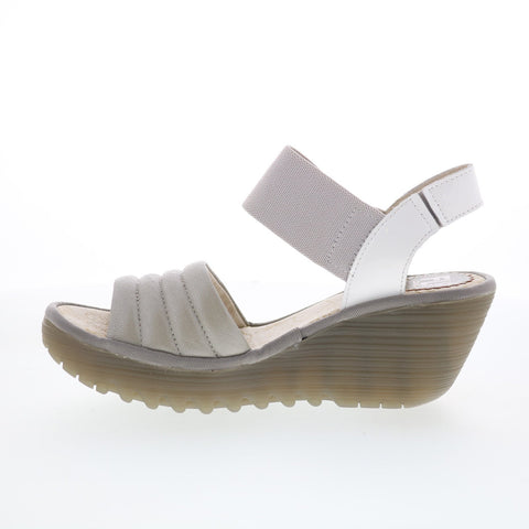 Fly London Yiko YIKO414FLY-001 Womens Beige Leather Wedges Sandals Shoes