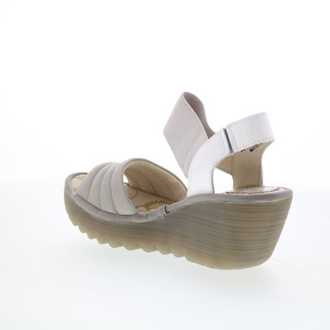 Fly London Yiko YIKO414FLY-001 Womens Beige Leather Wedges Sandals Shoes