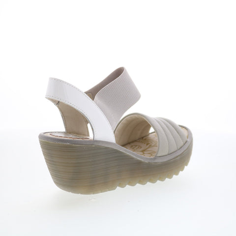 Fly London Yiko YIKO414FLY-001 Womens Beige Leather Wedges Sandals Shoes