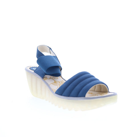 Fly London Yiko YIKO414FLY-002 Womens Blue Leather Wedges Sandals Shoes