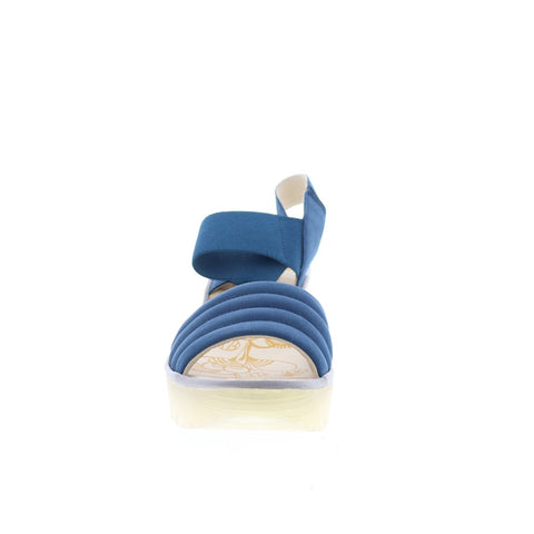 Fly London Yiko YIKO414FLY-002 Womens Blue Leather Wedges Sandals Shoes