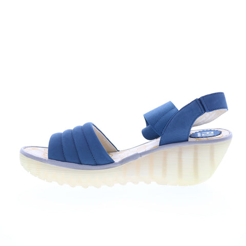 Fly London Yiko YIKO414FLY-002 Womens Blue Leather Wedges Sandals Shoes