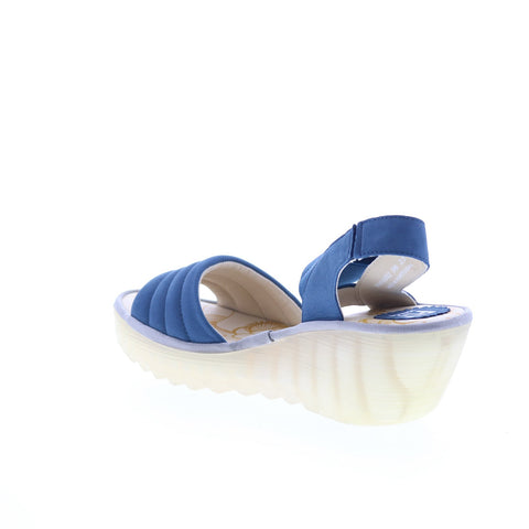 Fly London Yiko YIKO414FLY-002 Womens Blue Leather Wedges Sandals Shoes