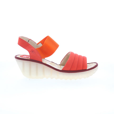 Fly London Yiko YIKO414FLY-003 Womens Red Leather Wedges Sandals Shoes