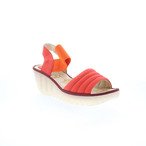 Fly London Yiko YIKO414FLY-003 Womens Red Leather Wedges Sandals Shoes
