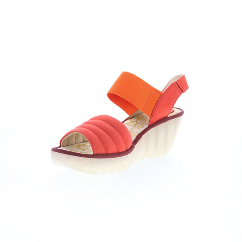 Fly London Yiko YIKO414FLY-003 Womens Red Leather Wedges Sandals Shoes