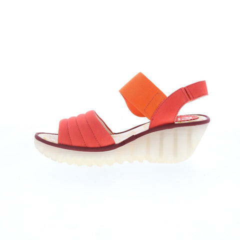 Fly London Yiko YIKO414FLY-003 Womens Red Leather Wedges Sandals Shoes
