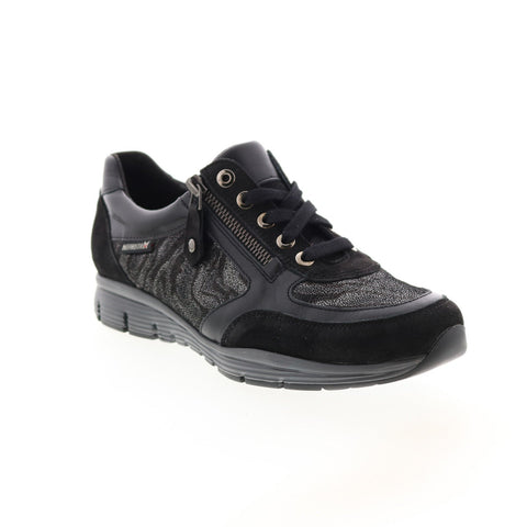 Mephisto Ylona Womens Black Leather Lace Up Lifestyle Sneakers Shoes