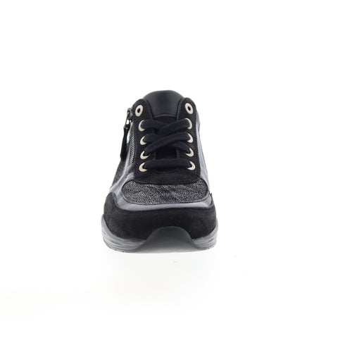 Mephisto Ylona Womens Black Leather Lace Up Lifestyle Sneakers Shoes