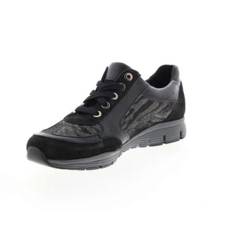 Mephisto Ylona Womens Black Leather Lace Up Lifestyle Sneakers Shoes