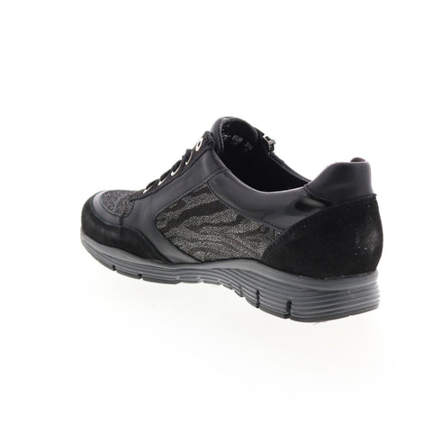 Mephisto Ylona Womens Black Leather Lace Up Lifestyle Sneakers Shoes
