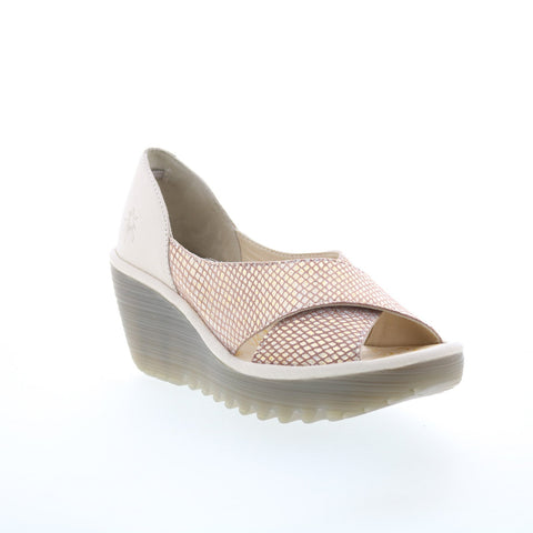 Fly London Yoma YOMA307FLY-005 Womens Gold Leather Wedges Sandals Shoes