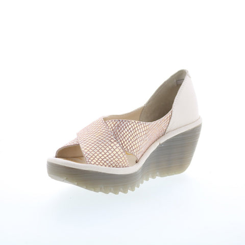 Fly London Yoma YOMA307FLY-005 Womens Gold Leather Wedges Sandals Shoes