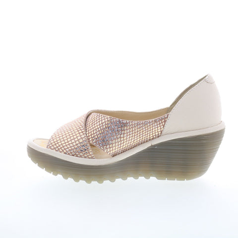 Fly London Yoma YOMA307FLY-005 Womens Gold Leather Wedges Sandals Shoes