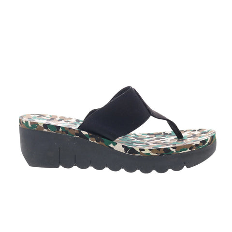 Fly London Yomu YOMU725FLY-004 Womens Black Leather Wedges Sandals Shoes