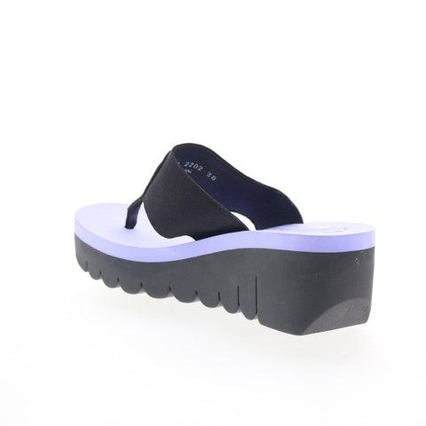 Fly London Yomu YOMU725FLY-010 Womens Black Leather Wedges Sandals Shoes