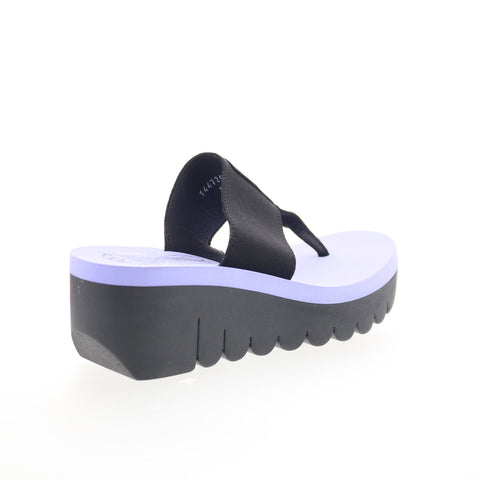 Fly London Yomu YOMU725FLY-010 Womens Black Leather Wedges Sandals Shoes