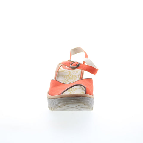 Fly London Yora YORA830FLY-003 Womens Orange Leather Wedges Sandals Shoes