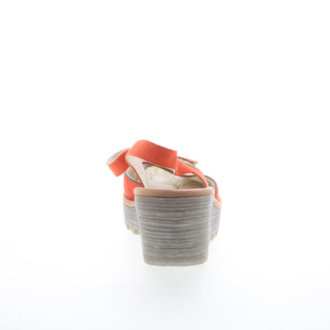 Fly London Yora YORA830FLY-003 Womens Orange Leather Wedges Sandals Shoes
