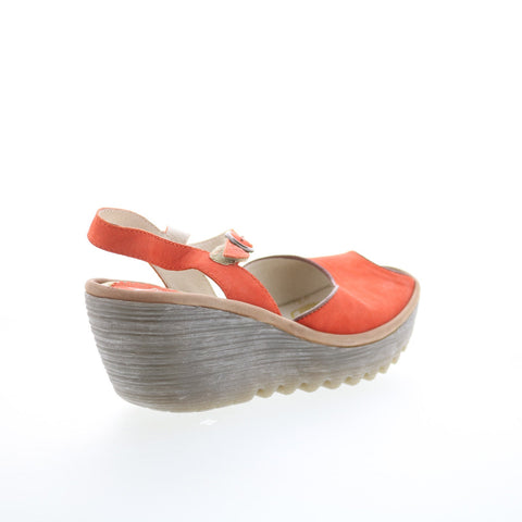 Fly London Yora YORA830FLY-003 Womens Orange Leather Wedges Sandals Shoes