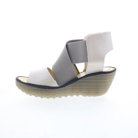 Fly London Yuba YUBA385FLY-009 Womens Brown Leather Wedges Sandals Shoes
