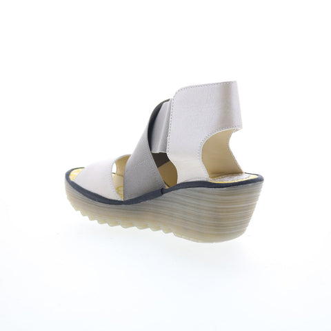 Fly London Yuba YUBA385FLY-009 Womens Brown Leather Wedges Sandals Shoes