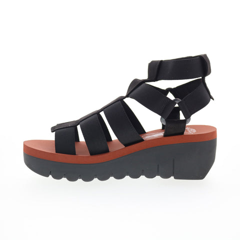 Fly London Yufi YUFI032FLY-003 Womens Black Nubuck Platform Sandals Shoes