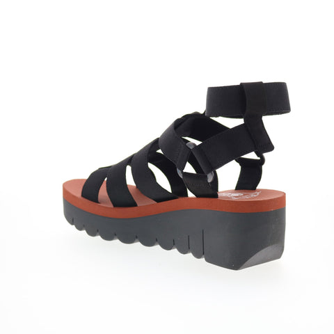 Fly London Yufi YUFI032FLY-003 Womens Black Nubuck Platform Sandals Shoes