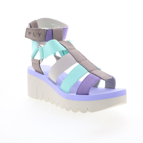 Fly London Yufi YUFI032FLY-006 Womens Gray Leather Platform Sandals Shoes