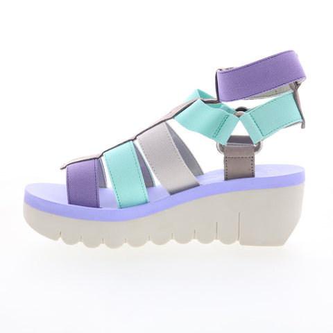 Fly London Yufi YUFI032FLY-006 Womens Gray Leather Platform Sandals Shoes