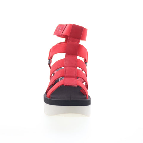 Fly London Yufi YUFI032FLY-005 Womens Red Leather Platform Sandals Shoes