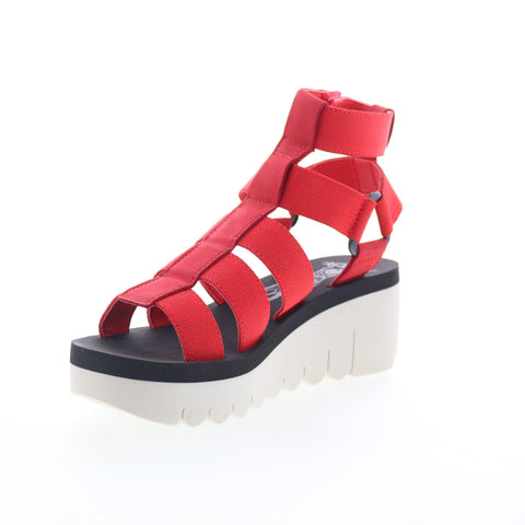 Fly London Yufi YUFI032FLY-005 Womens Red Leather Platform Sandals Shoes