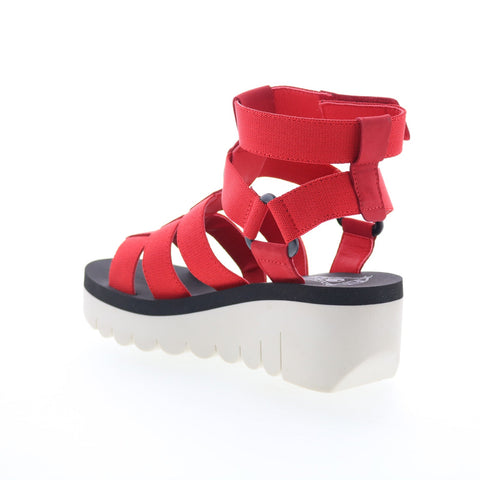 Fly London Yufi YUFI032FLY-005 Womens Red Leather Platform Sandals Shoes