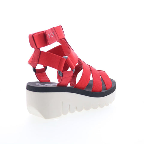 Fly London Yufi YUFI032FLY-005 Womens Red Leather Platform Sandals Shoes
