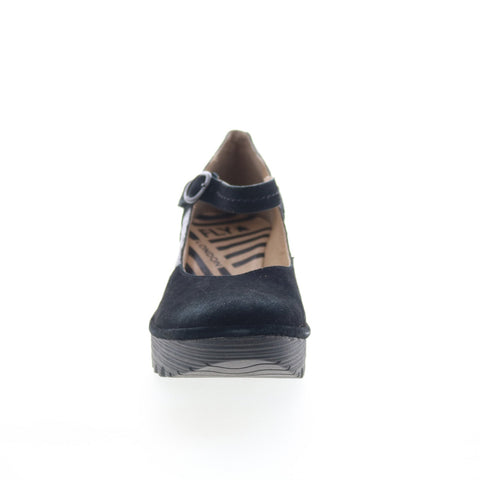 Fly London Yuko YUKO082FLY-008 Womens Black Leather Wedges Sandals Shoes