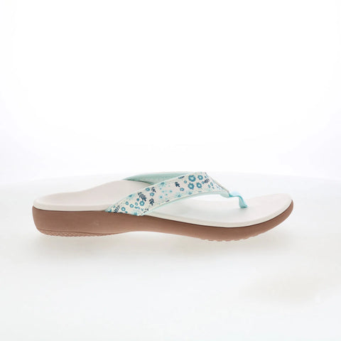 Spenco Yumi Dainty Floral Womens White Wide Flip-Flops Sandals Shoes