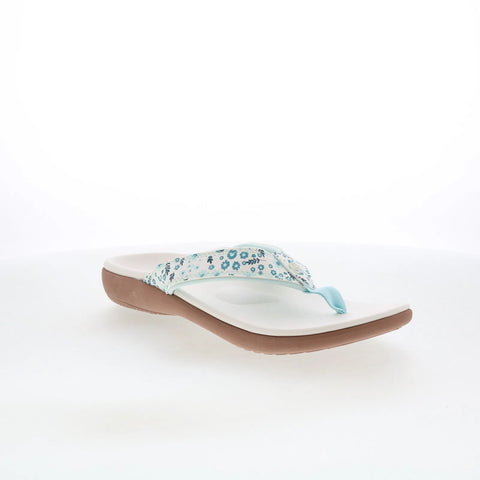 Spenco Yumi Dainty Floral Womens White Wide Flip-Flops Sandals Shoes