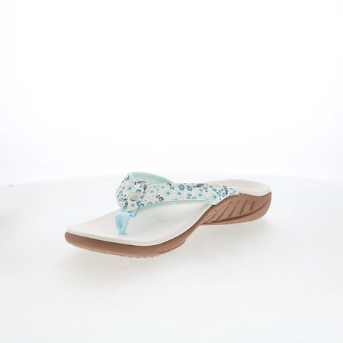 Spenco Yumi Dainty Floral Womens White Wide Flip-Flops Sandals Shoes