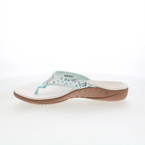 Spenco Yumi Dainty Floral Womens White Wide Flip-Flops Sandals Shoes