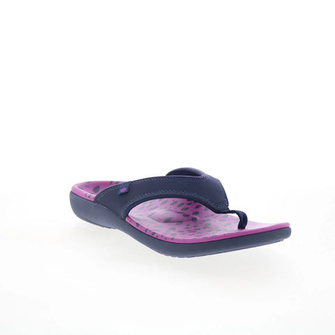 Spenco Yumi Wild SP1228OCH Womens Black Wide Flip-Flops Sandals Shoes