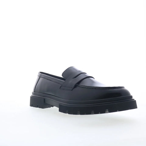 Steve Madden Zaccai Mens Black Leather Loafers & Slip Ons Penny Shoes